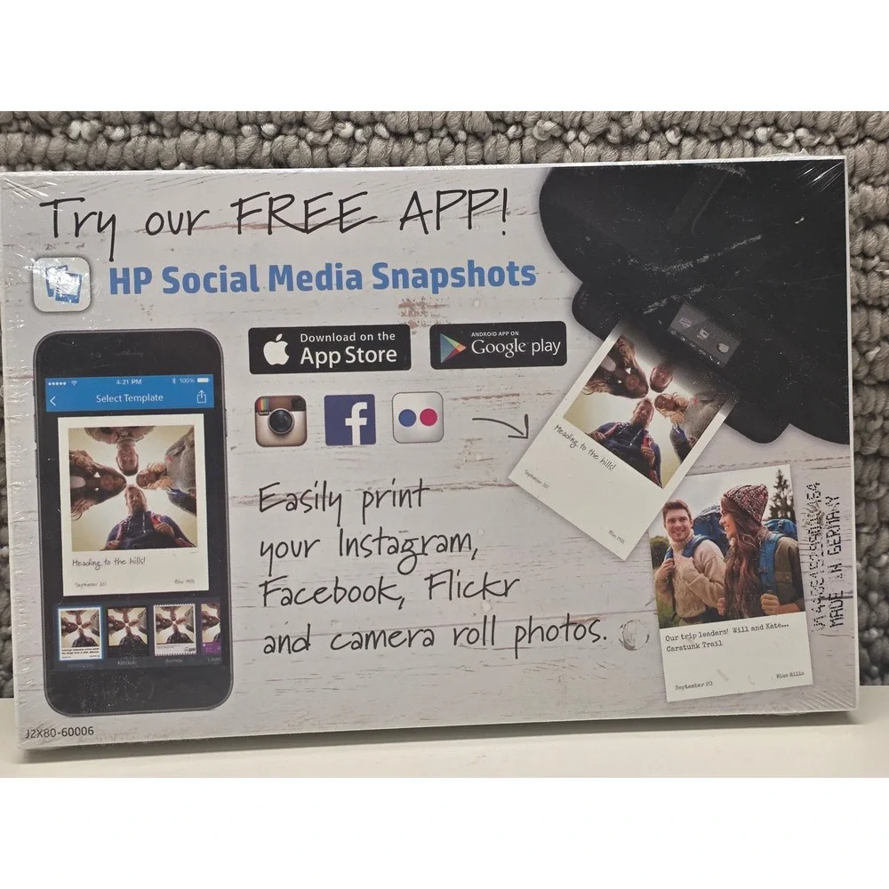 HP Social Media Snapshots 4x5 Sticky‎ Back Photo Paper J2X80-60006 New Sealed
